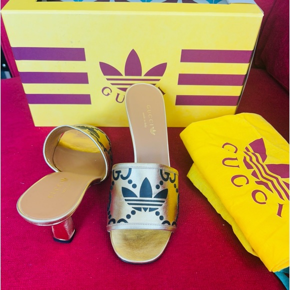 Gucci x Adidas gold metallic slides NWT 39&40 avail - Picture 4 of 12